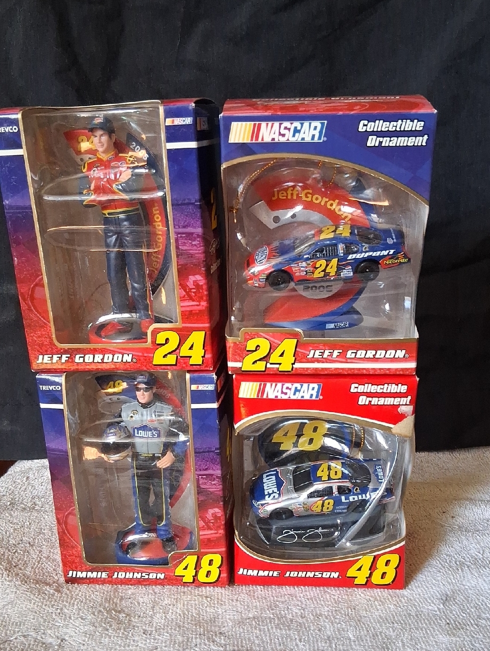 Jimmie Johnson,Jeff Gordon Holiday Ornaments Bundle (4) By Trevco,2005,2006.NIB
